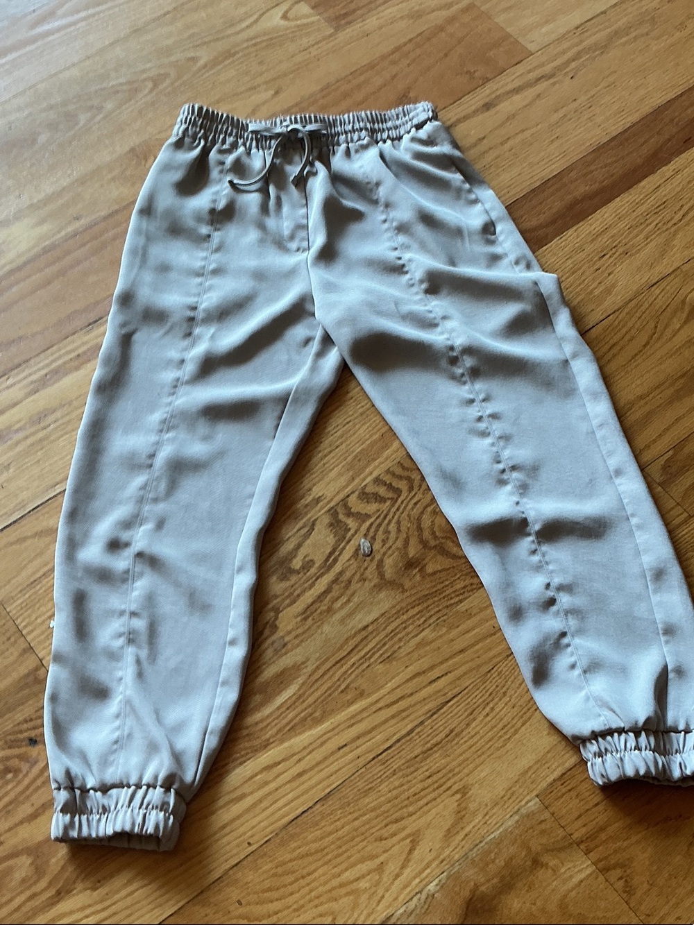 Zara Woman’s Neutral Beige Jogger Pants with Elastic Waist